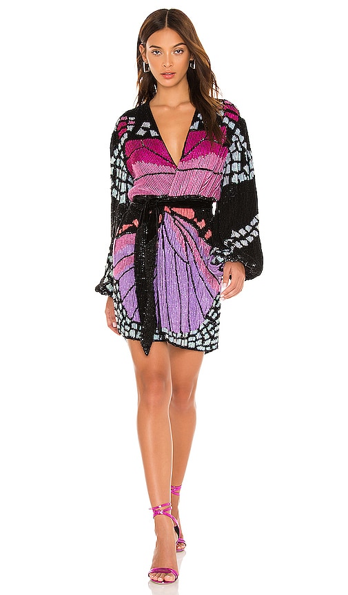 RETROFETE Women's Leopard Sequined Gabrielle Robe Dress $685 NWT