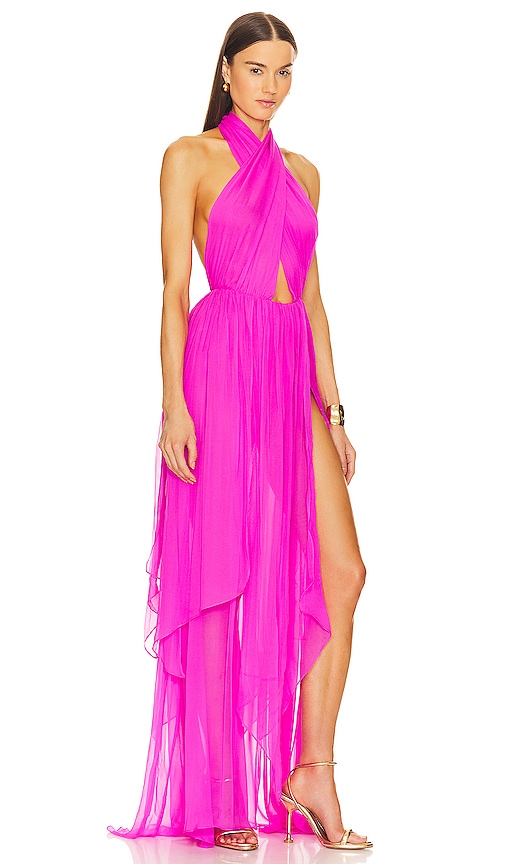 Shop Retroféte Ina Silk Dress In Pink