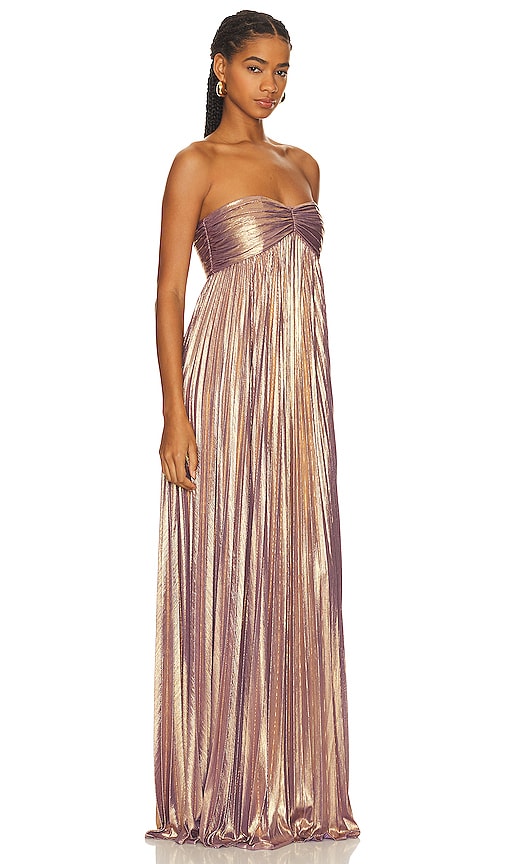 Shop Retroféte Lyanna Dress In Metallic Gold