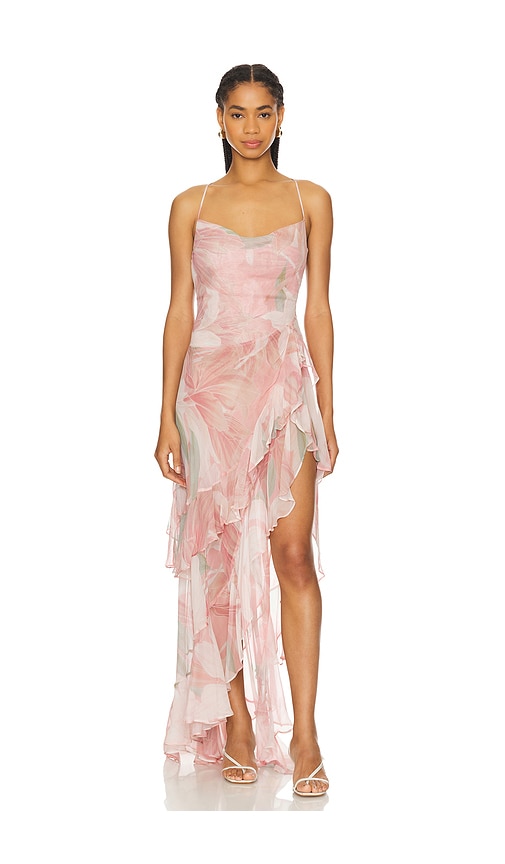Shop Retroféte Samara Dress In Dusty Pink Botanical