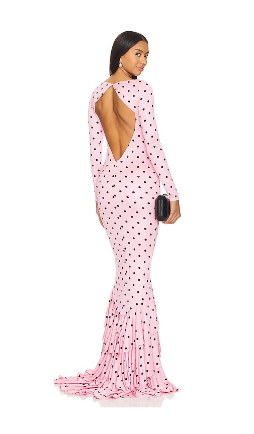 Shop Retroféte Sara Dress In Pink Polka Dots