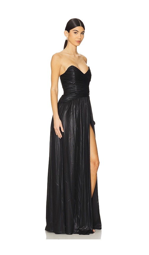 Retroféte Waldorf Pleated Split-leg Maxi Dress In Black