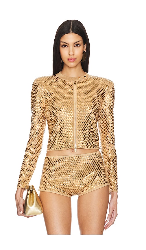Shop Retroféte Mali Jacket In Gold & Metallic Nude