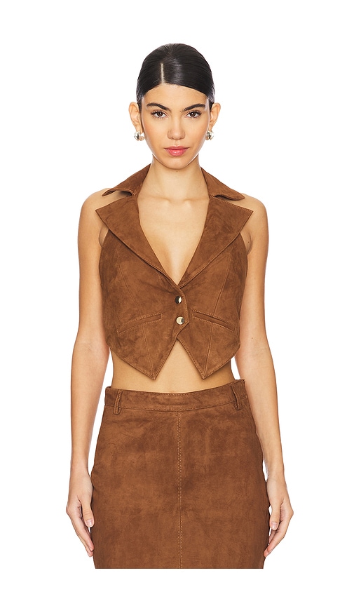 Retroféte Josephine Suede Vest In Brown