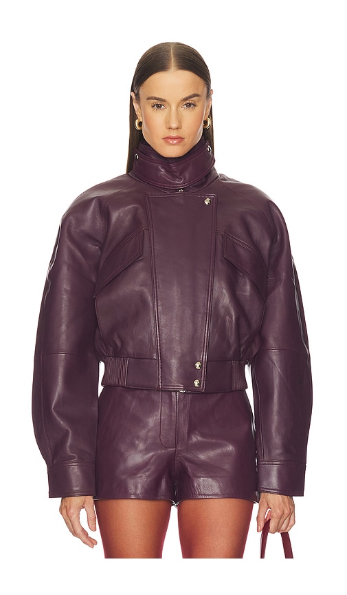 Retroféte Lykke Leather Jacket In Purple