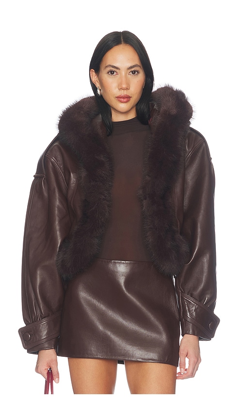 Jia Leather Jacket by Retrofete in Mahogany