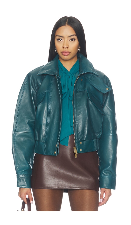 Lykke Leather Jacket by Retrofete in Sarcelle