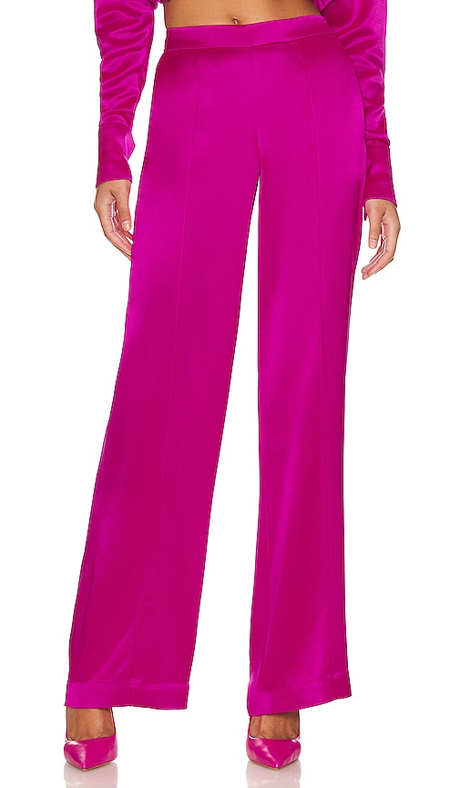 Retroféte Kasha Low-rise Silk Pants In Neon Pink