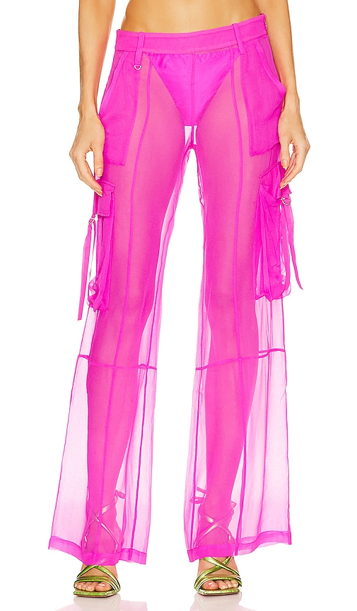 Retroféte Viviane Silk Pant In Neon Pink