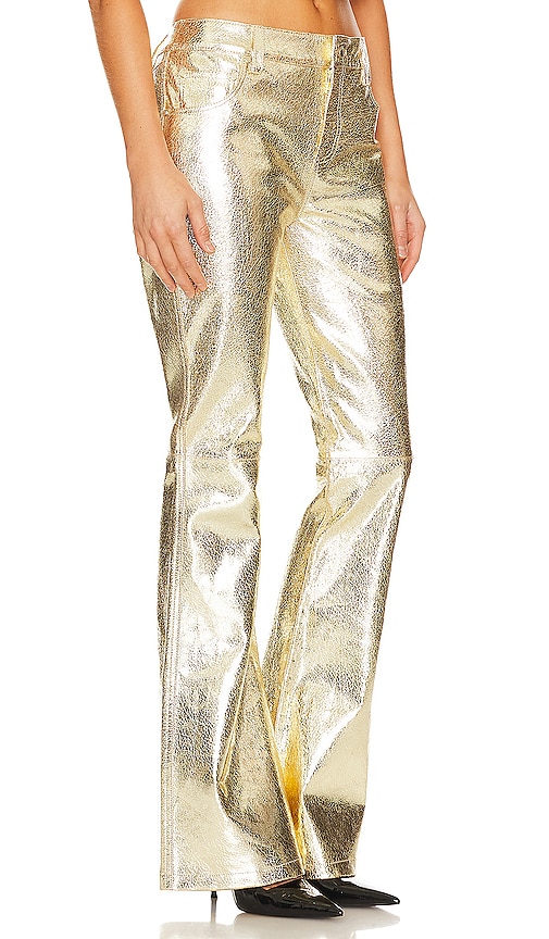Shop Retroféte Lynx Leather Pant In Gold