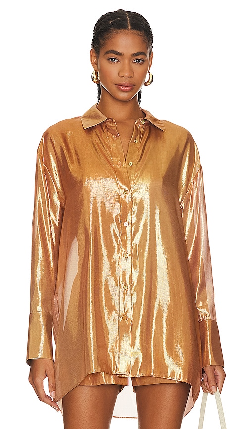 Shop Retroféte Romy Shirt In Nude Glitter