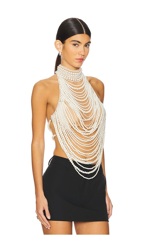 Retroféte Elsie Pearl Top In White
