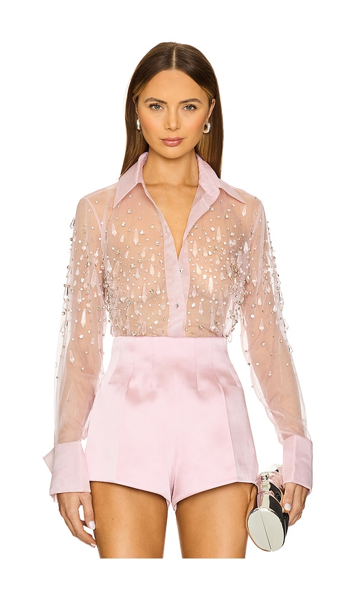 Aubriella Embellished Shirt in Rose. - size M (also in S, XS) - retrofete - Modalova