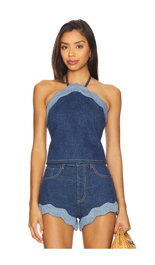 Rhonda Denim Top in Blue. - size XL (also in L)