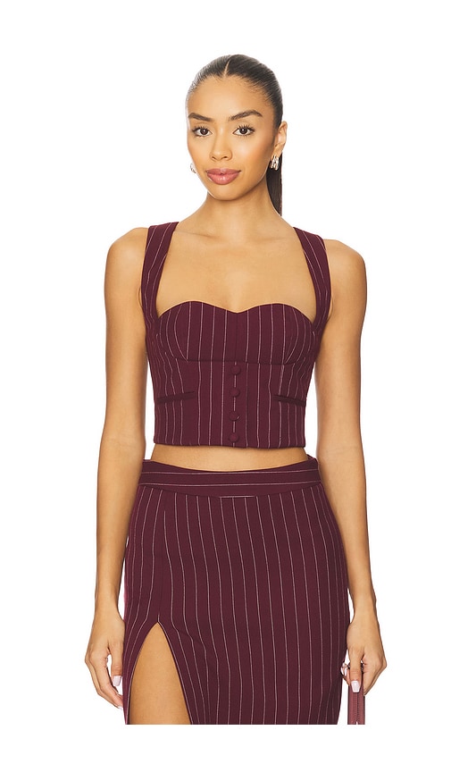 Retroféte Monet Waistcoat Top In Brown