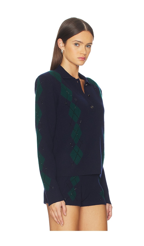 Retroféte Nicolina Embellished Polo Top In Blue