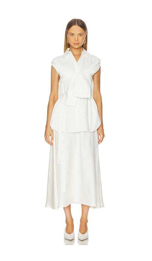Rohe Poplin Silk Combined Gilet Dress in White. - size 38/6 (also in 40/8)