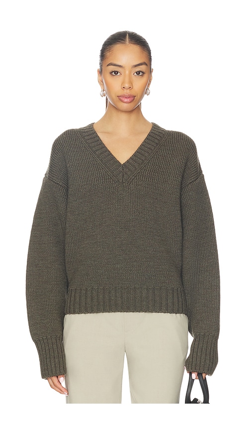 Rohe Sculptural Compact V-neck Pullover In Green