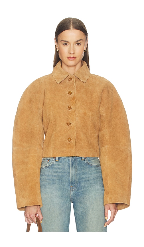 Rohe Rounded Textured Suede Jacket In Brown