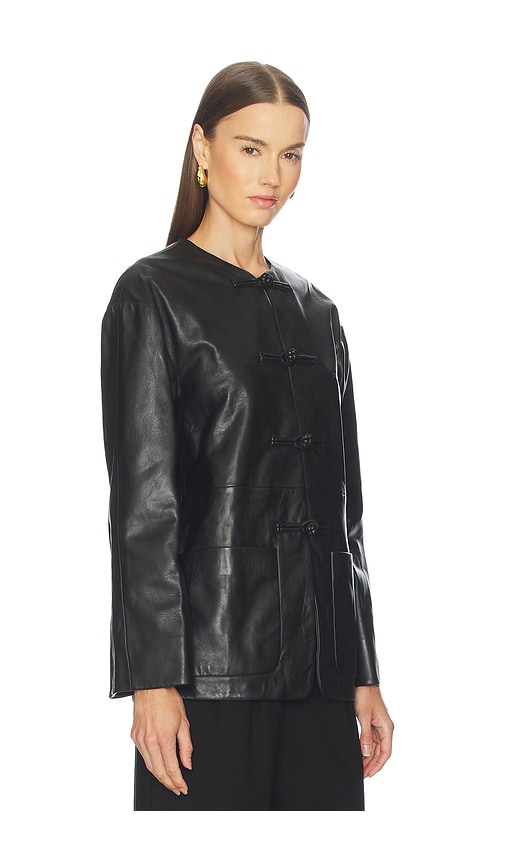 Rohe Black Jacket With Front Toggle Closure In Leather Woman In Multi