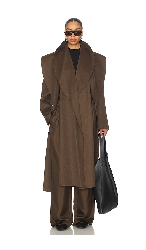 Rohe Double-faced Wool Scarf Coat In Brown