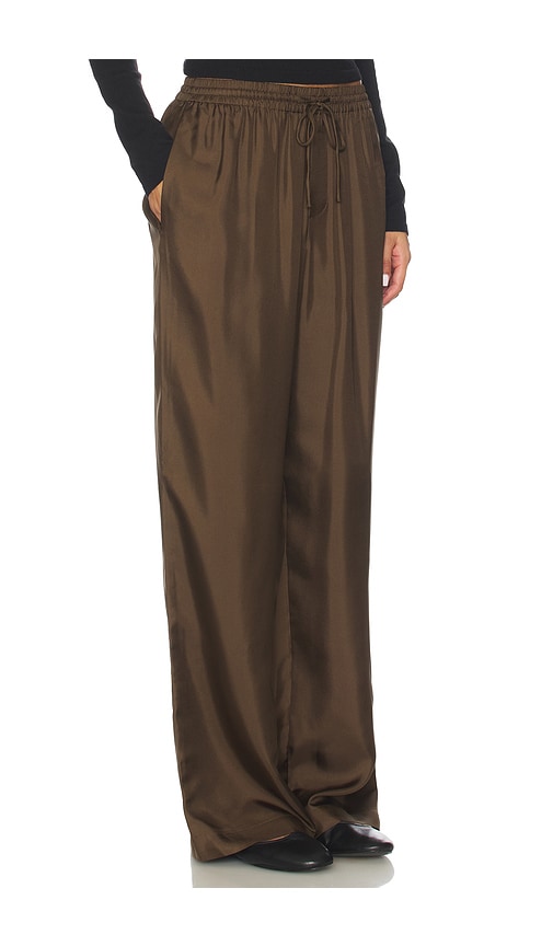 Rohe Wide Leg Silk Trousers In Brown
