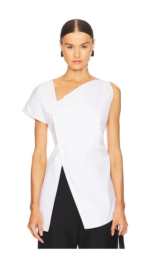 Rohe Asymmetrical Poplin Top In Optic White In White