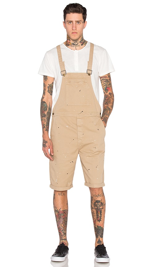 khaki overalls shorts
