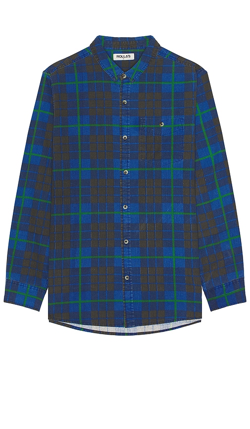 ROLLA'S Men At Work Check Shirt in Blue