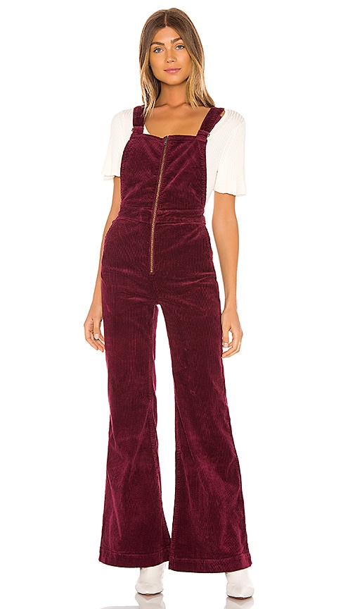 ROLLA'S Eastcoast Corduroy Flare Overall in Bordeaux Cord | REVOLVE