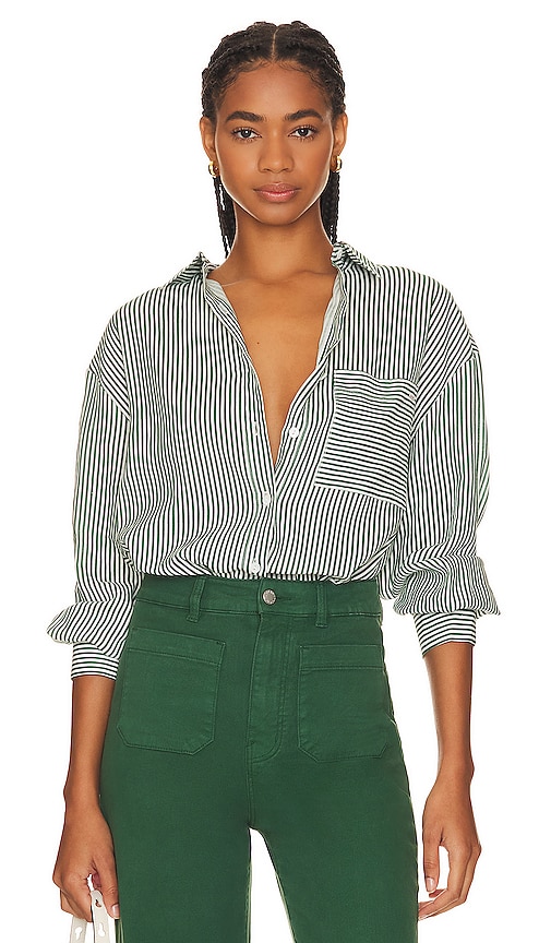 ROLLA'S Capri Stripe Becca Shirt in Basil | REVOLVE