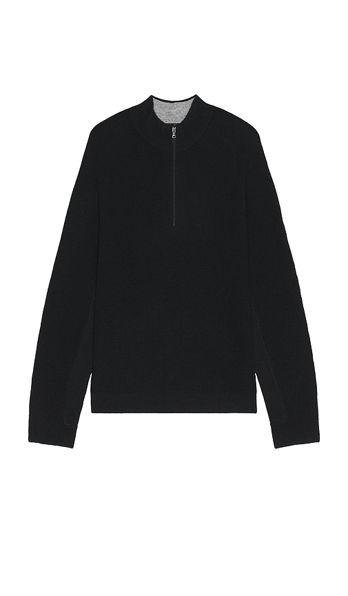 Rhone Walden Waffle Knit 1/4 Zip Sweater In Black