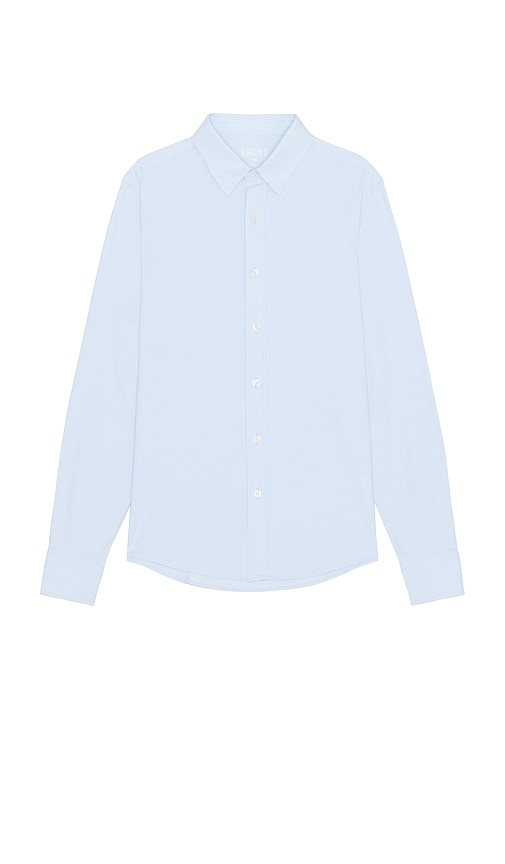 Rhone x Revolve Blue Sheen Commuter Dress Shirt top