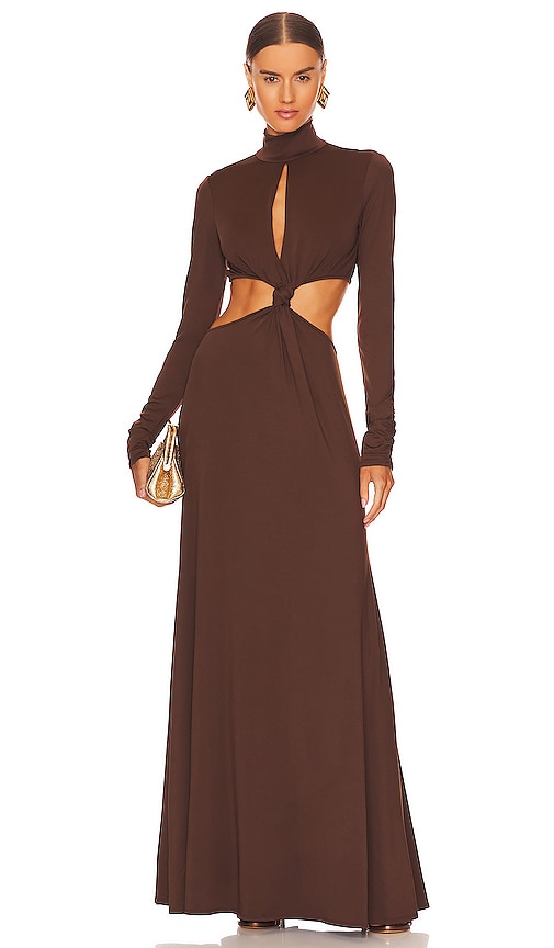 Ronny Kobo Carmine Dress in Mahogany