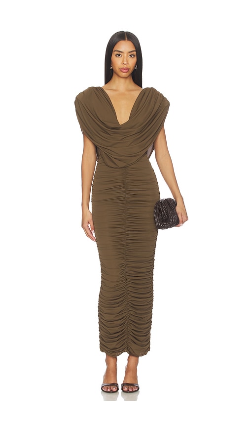 Ronny Kobo Parish Dress in Burnt Olive