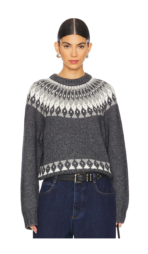 Shop Ronny Kobo Dangela Sweater In Slate Grey Ivory Combo