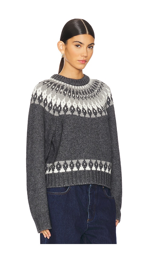 Shop Ronny Kobo Dangela Sweater In Slate Grey Ivory Combo