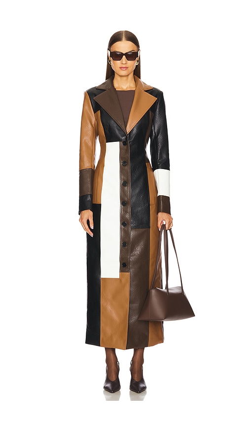 Ronny Kobo Carla Coat in Cinnamon Chocolate Brown Combo