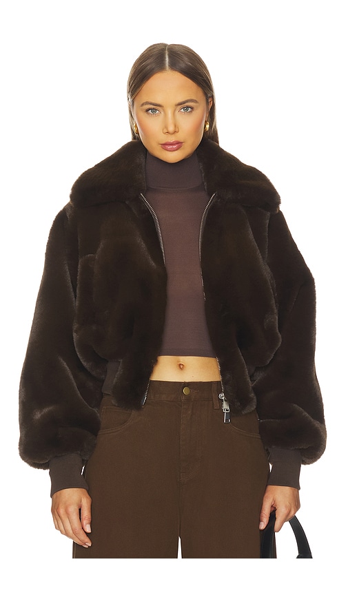 Ronny Kobo Clemence Faux Fur Jacket In Brown