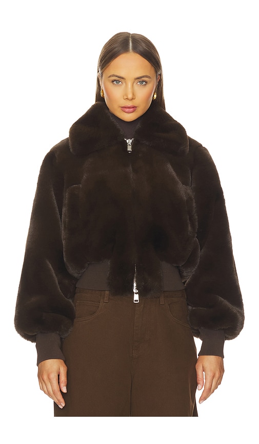 Ronny Kobo Clemence Faux Fur Jacket In Brown