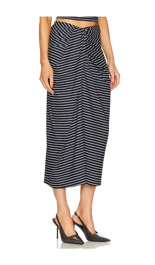 Shop Ronny Kobo Rosalie Skirt In 海蓝条纹
