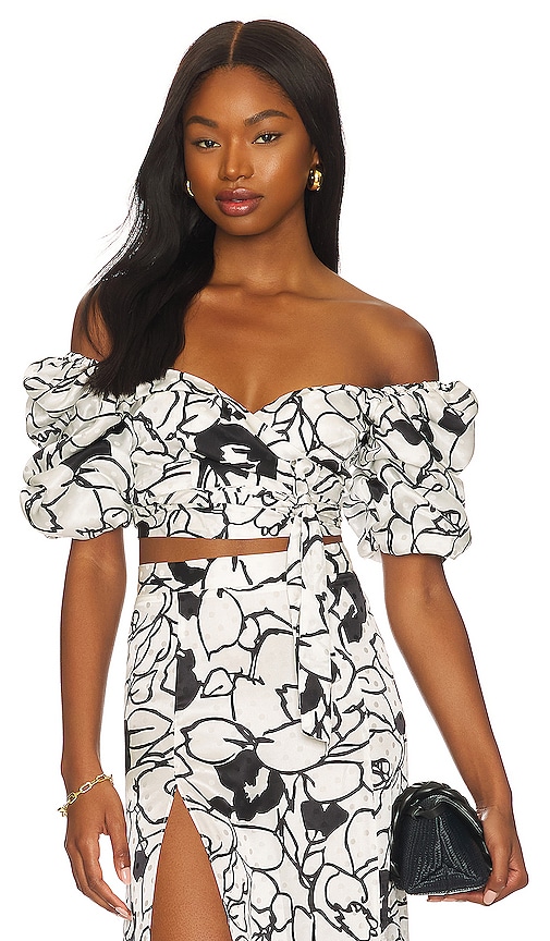 Ronny Kobo Zano Top in Floral Noir Print