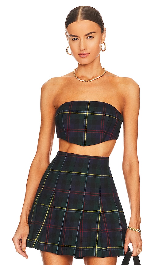 Ronny Kobo Nora Top in Blue Tartan