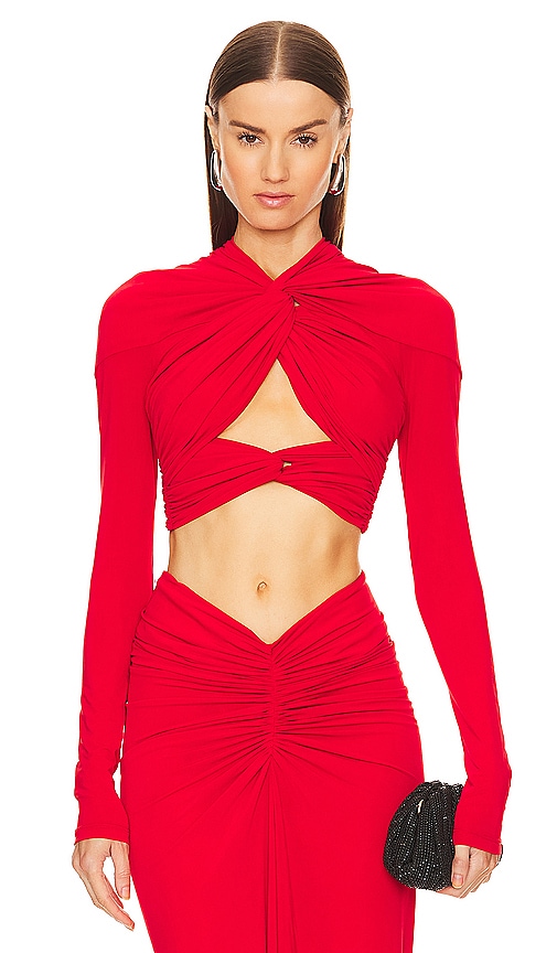 Ronny Kobo Bebe Top in Scarlet