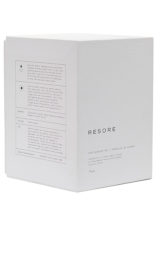  Resore Set Of 2 Wash Cloths With Wash Cloth Holder In White. 