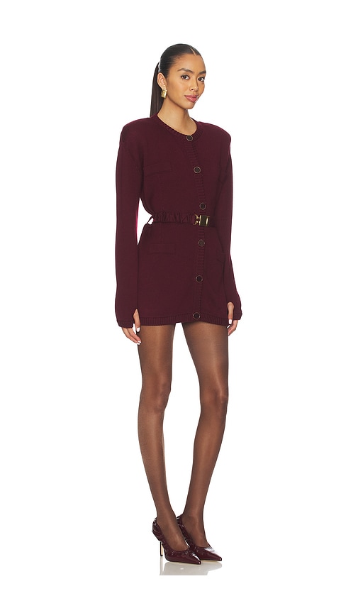Rowen Rose Long Sleeve Mini Dress In Burgundy