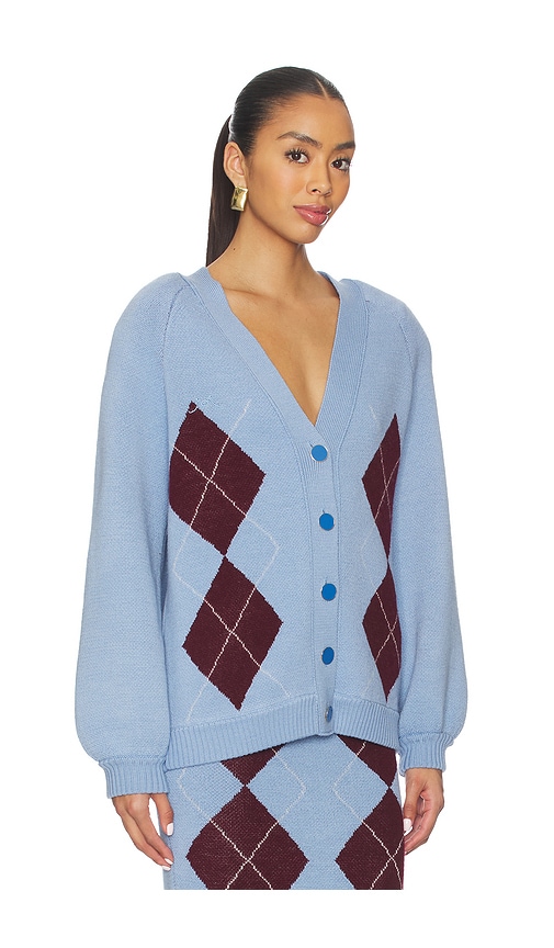 Rowen Rose Knit Cardigan In Blue