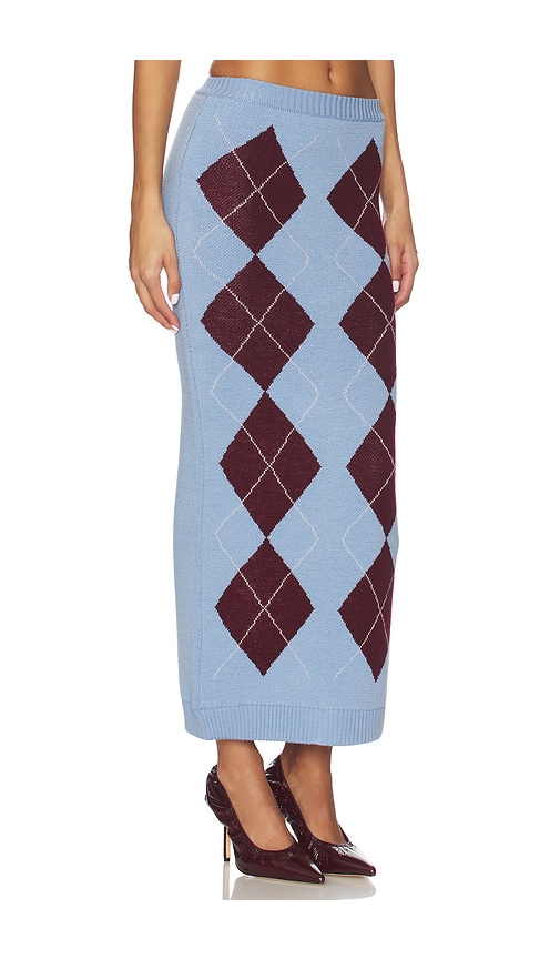 Rowen Rose Knit Bodycon Skirt In Blue