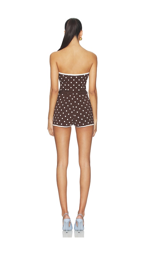  Rowen Rose Mono Corto Tipo Bustier Con Estampado De Lunares En Color Marrón Talla 32  (también En 34, 36, 38). 
