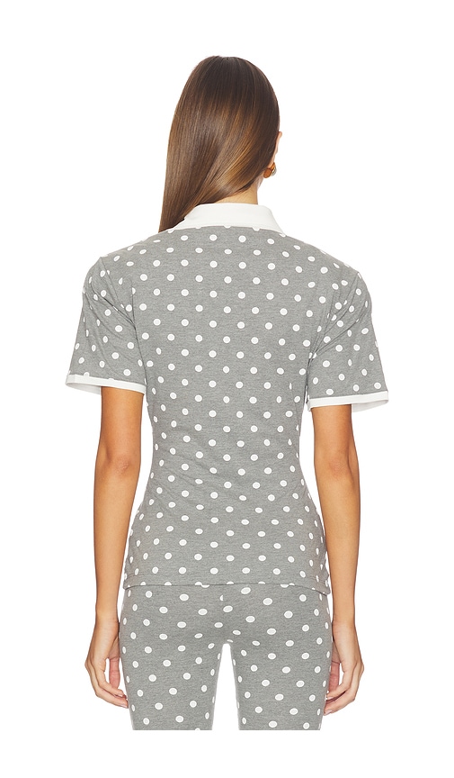  Rowen Rose Polohemd Mit Polka-dots In Grey. Größe 34. Also In 36, 38, 40. 